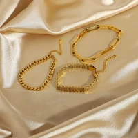 amaiyllis 18k gold vintage cuban chain bracelet bangles handmade statement hip hop chunky bracelet for women jewelry