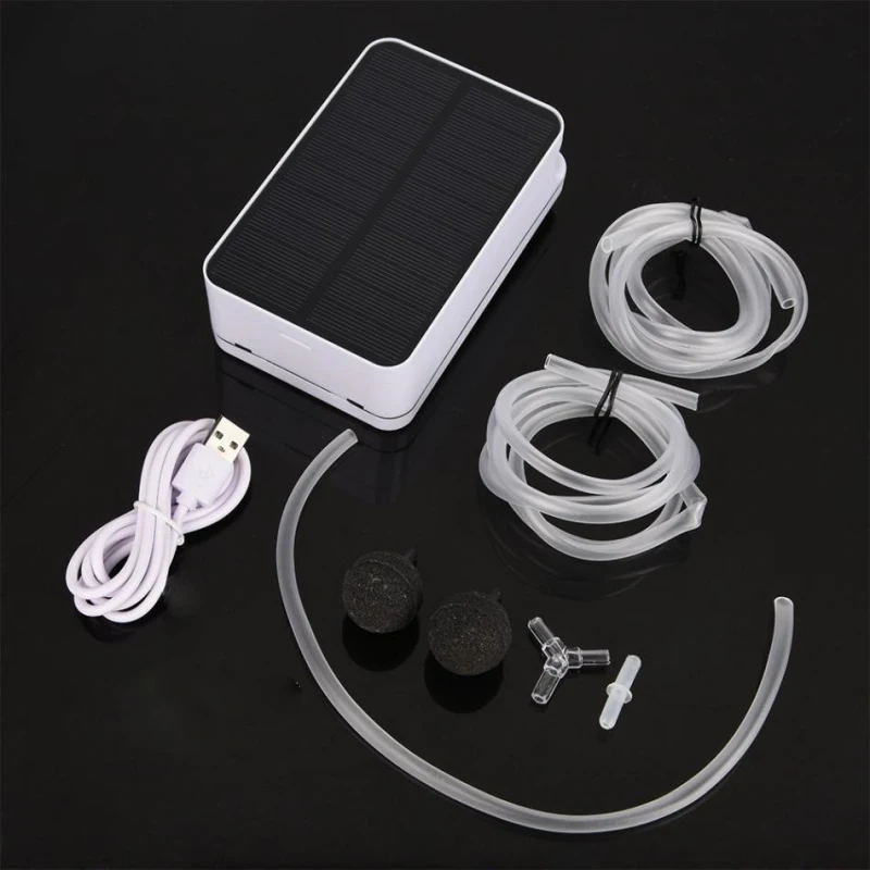 Мощный воздушный насос кислородный для аквариума портативные на солнечных