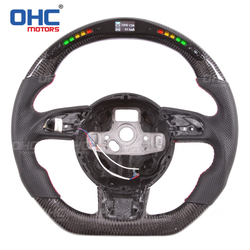 

Performance 100% Real Carbon Fiber LED Display Steering Wheel compatible for Aud-i A1 A2 A3 A4 A5 RS3 RS4 RS5 S3 S4 S5