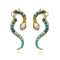 luxury colorful crystal snake shaped earrings personalized accessories jewelry earrings for women animal earring