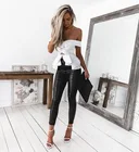 Модные облегающие брюки для женщин, женские леггинсы из ПВХ кожи с высокой талией, эластичные брюки с влажным эффектом, брюки леопардовогозмеиногочерного цвета