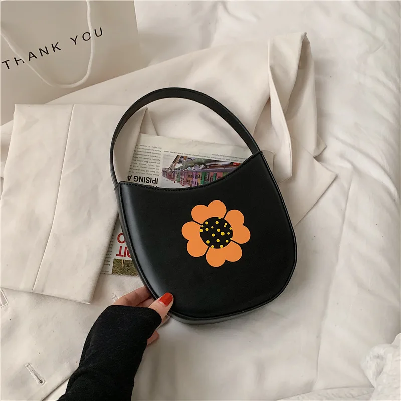 

womens hands 2021 spring new fashion lovely print sunflower fresh college style multicolor optional shoulder bag purses