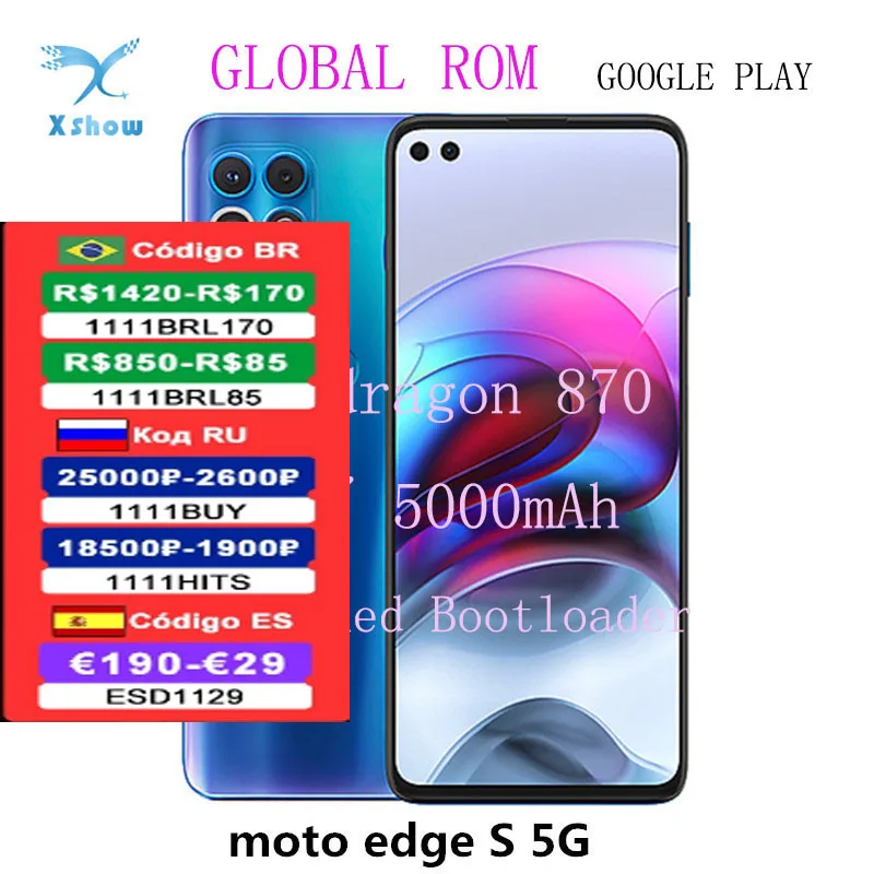 

Motorola Moto Edge S смартфон с 5,7-дюймовым дисплеем, процессором Snapdragon 6,7, 870 мАч, 64 мп + 16 МП