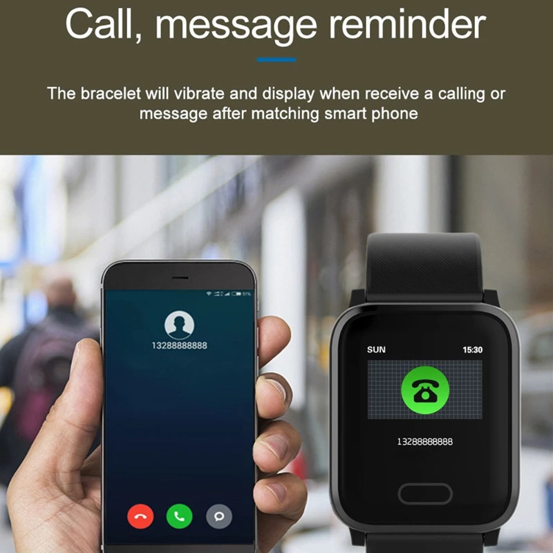 

HI16 Color Screen Smart Watch Heart Rate Monitor Wristband Fitness Tracker Sports Smartwatch IP67 Bluetooth Smart Bracelet Eh#