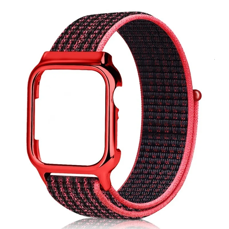 40 мм, 44 мм, ремешок с рамкой для Apple Watch, серия 4, новинка, нейлоновая Спортивная петля, магнитная застежка, Iwatch, браслет, защитный чехол, крышка
