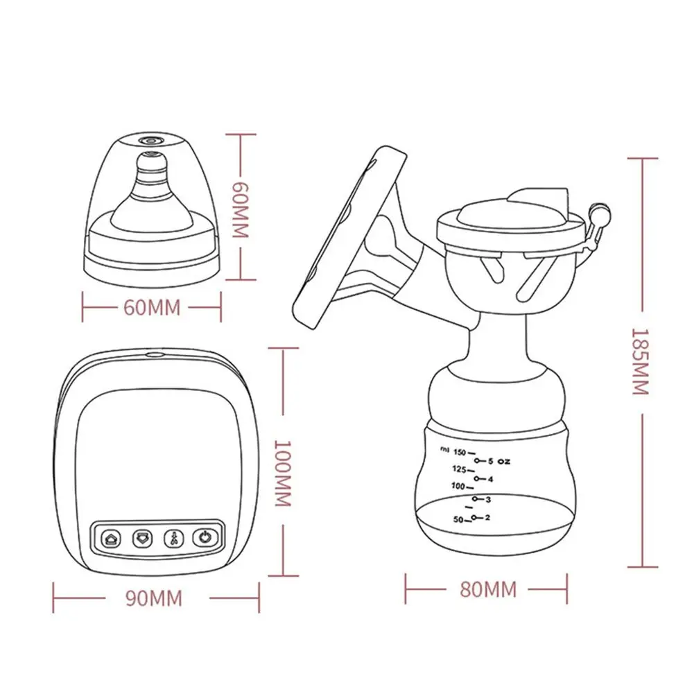 

Electric Breast Milking Pump Kit Compliance with Ergonomic Design Comfort USB Powered Nipple Sucker with Baby Feeding Bottle