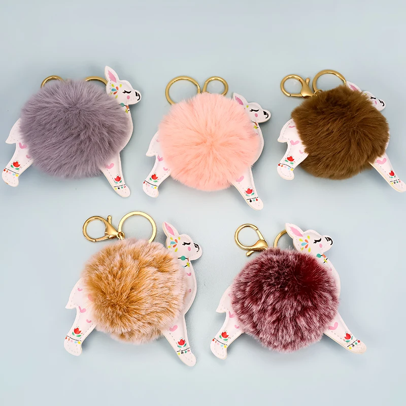 Прекрасный PU Альпака искусственная шерсть мяч плюшевый брелок для ключей