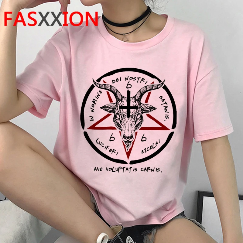 

Satan Demon Grim Reaper Harajuku T Shirt Satanism Halloween T-shirt Women Horror Tshirt Satanist Hell Ullzang Top Tees Female