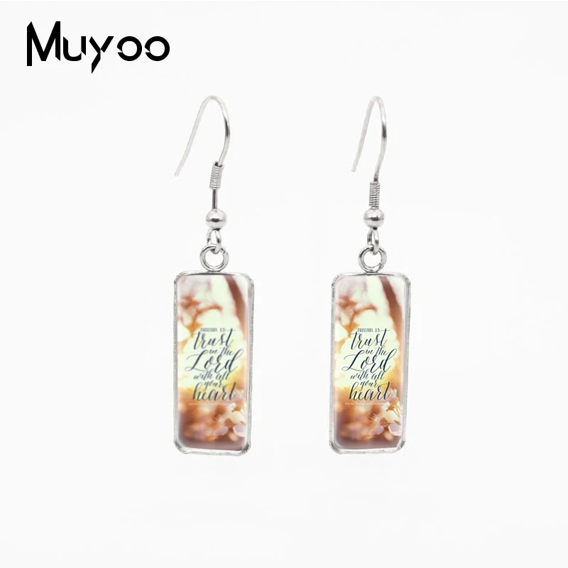 Стержни Библии мотивационные слова прямоугольные серьги с рыбьим крючком