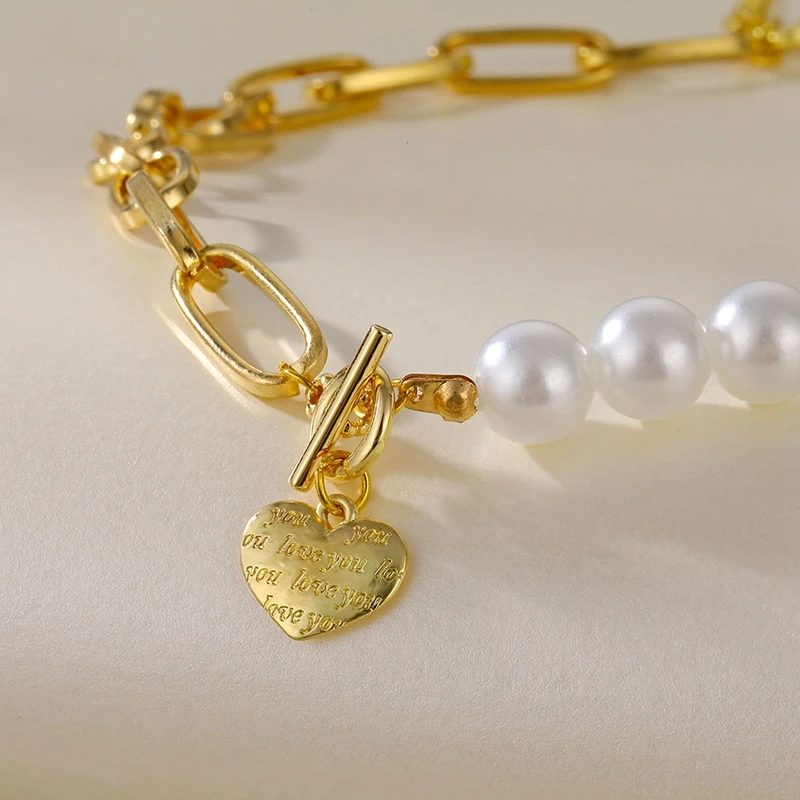 Женская жемчужная цепочка ZOVOLI ожерелье с кубинской цепочкой Unif золотым сердцем