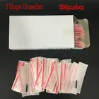 500 шт., 16 контактов, игла U-образной формы для татуажа бровей, превосходные микроблейдинговые лезвия для перманентного макияжа, ручка для 3D вышивки бровей