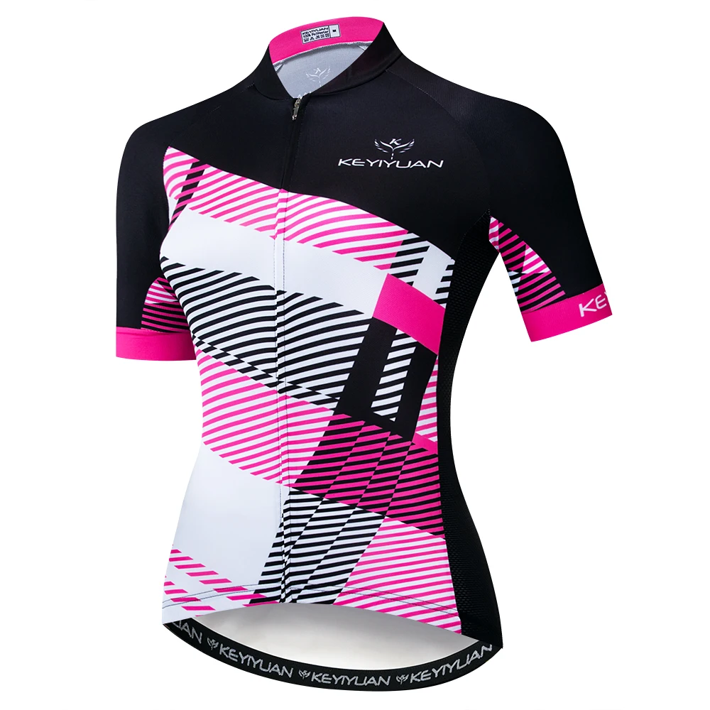 

KEYIYUAN Women Cycling Jersey Short Sleeve Tops Pro Team MTB Bike Clothing Sportswear Quick Dry Shirt Koszulka Rowerowa Damska