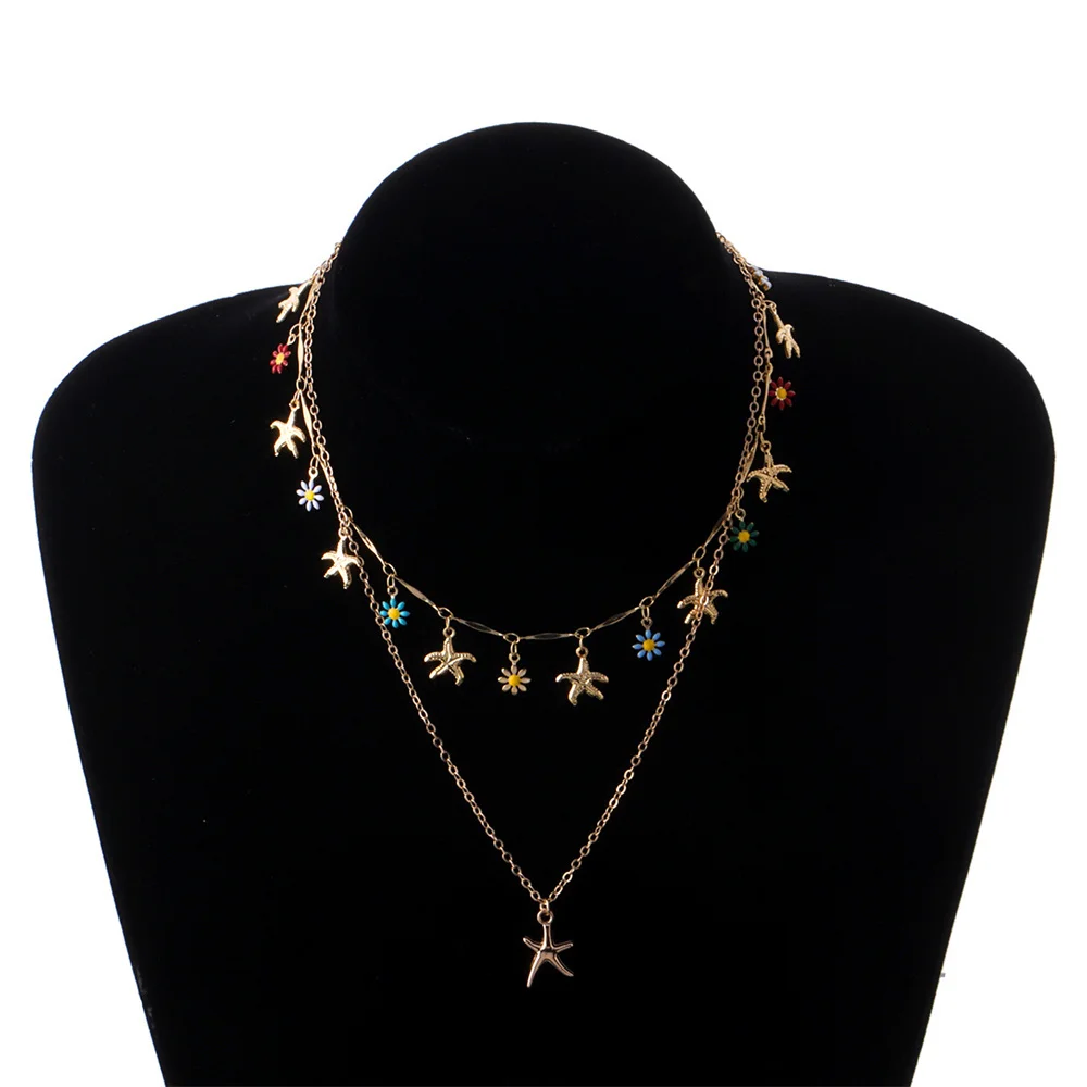 

YOUVI Hawaii Starfish Women's Pendant Necklace Fashion Female Choker Necklaces Jewelry Simple Ladies Little Daisy Flower Jewelry