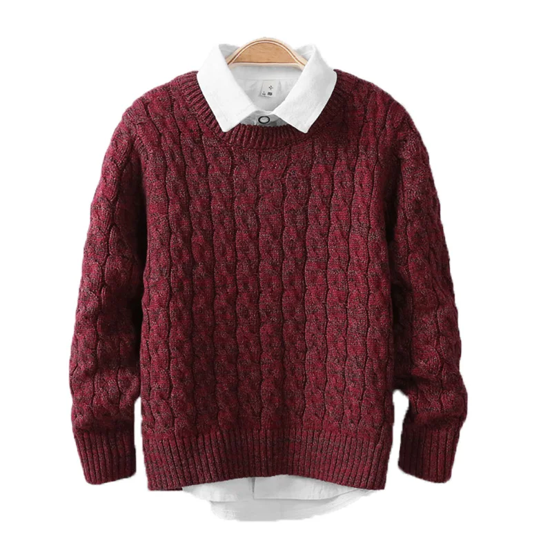 

Spring and autumn new children's knit sweater pullover boy's round neck plush sweater warm and comfortable top 3-7 years old