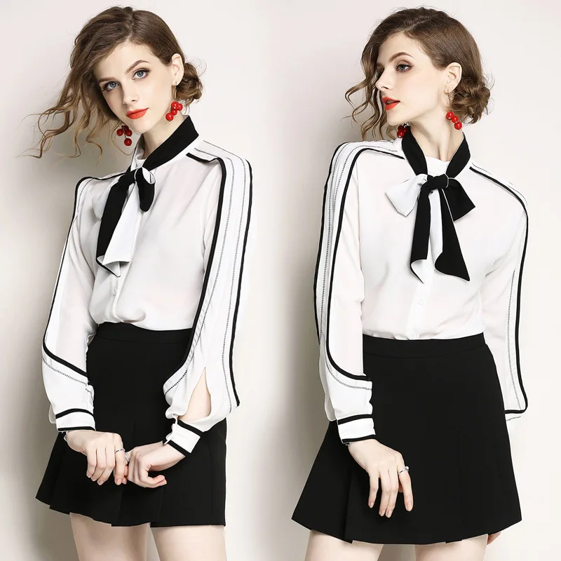 Zpqowv осенне-зимняя женская винтажная элегантная рубашка блузка с длинными