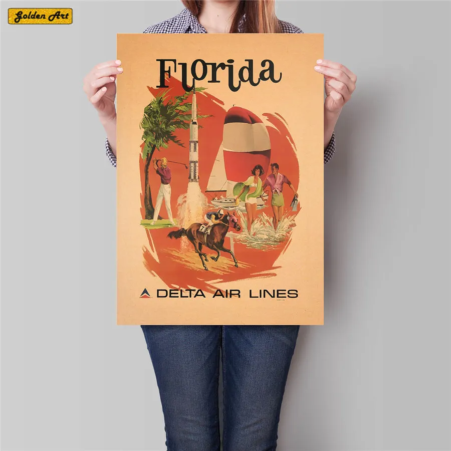 Постер путешествий из Флориды античная пейзажная живопись винтажная крафт