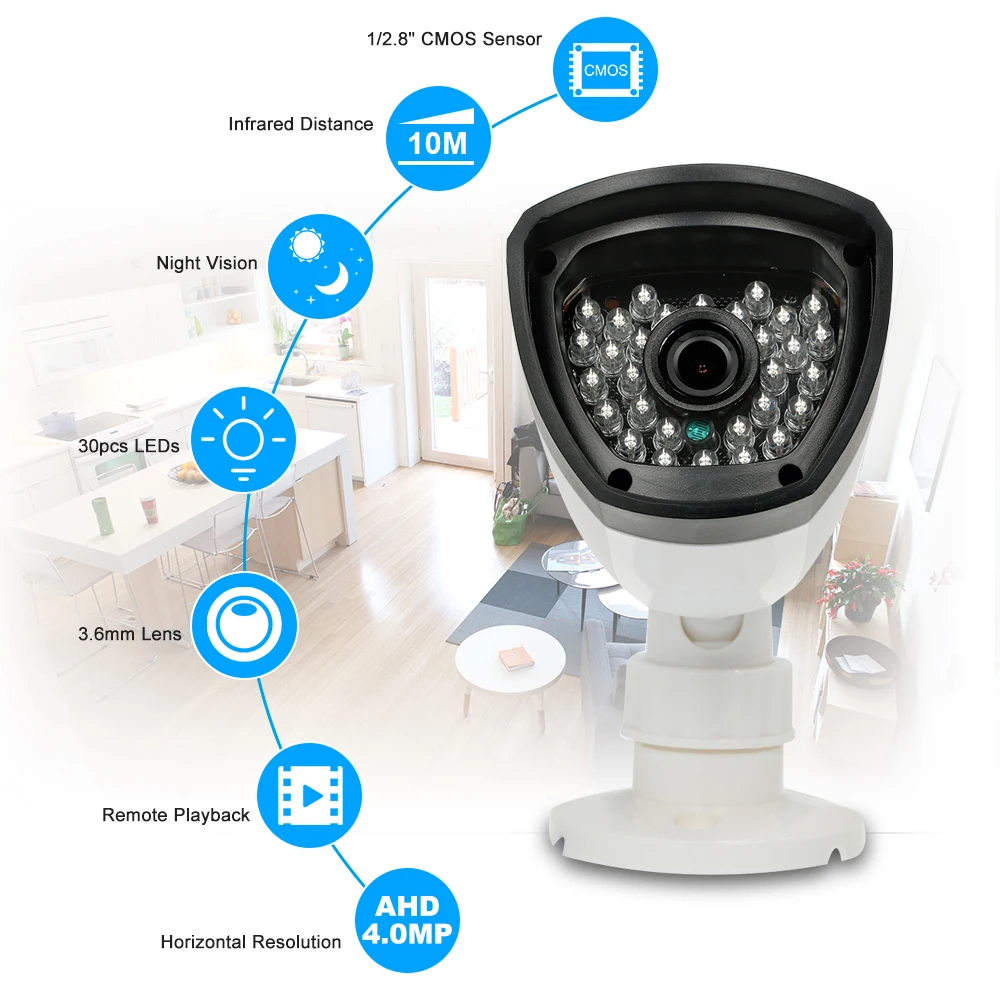 OWSOO 4MP AHD Bullet Водонепроницаемая камера Поддержка IR-CUT ночного видения 30 шт.