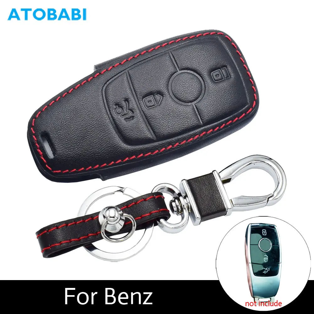 

5pcs Leather Car Key Case Keychain Holder Remote Control Cover For Mercedes Benz A B C S G E R M Class SMART Fortwo Forfour W450
