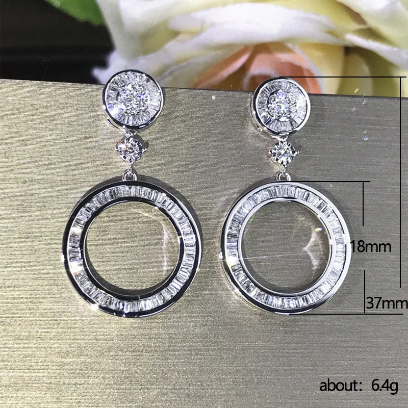 

YH-ZL Summer Classical Silver Original Simple Circle Stud Earrings For Women Clear CZ Wedding S925 Fashion Jewelry