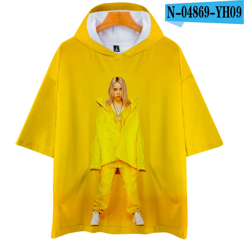 Тёмно-синий Billie Eilish 3D толстовки Новинка короткий рукав мода лето/весна футболка классная и дышащая футболка с коротким рукавом - Цвет: Тёмно-синий