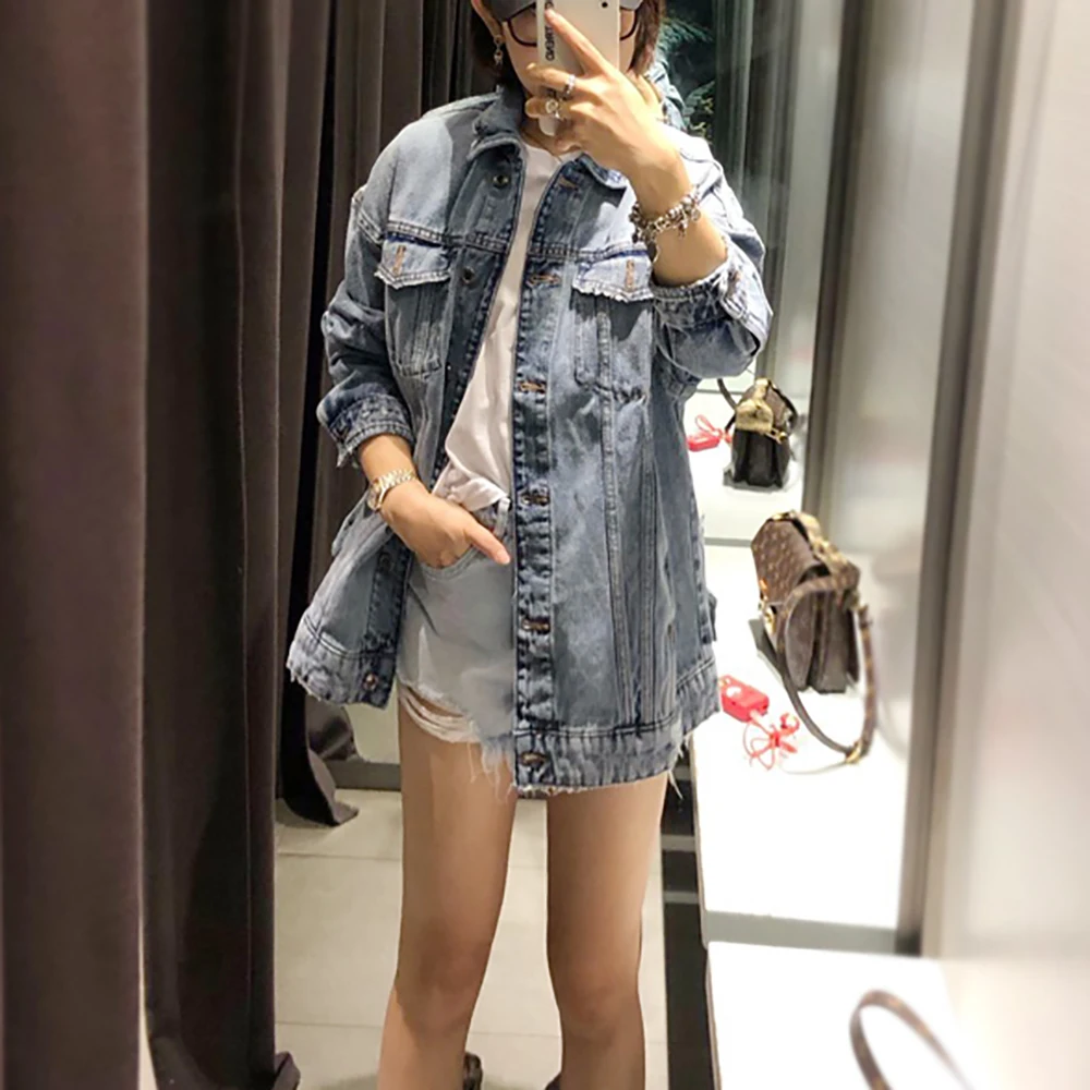 

2021 fashion trend short top autumn new women's wear versatile pocket decoration loose denim jacket