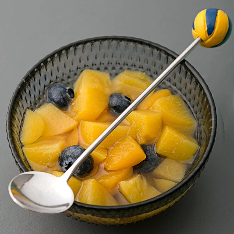 Нержавеющая сталь мультфильм Баскетбол Футбол ложка для кофе чай десерт напиток