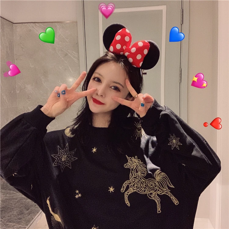 Новая ulzzang зимняя забавная Толстовка с принтом единорога из мультфильма Женская