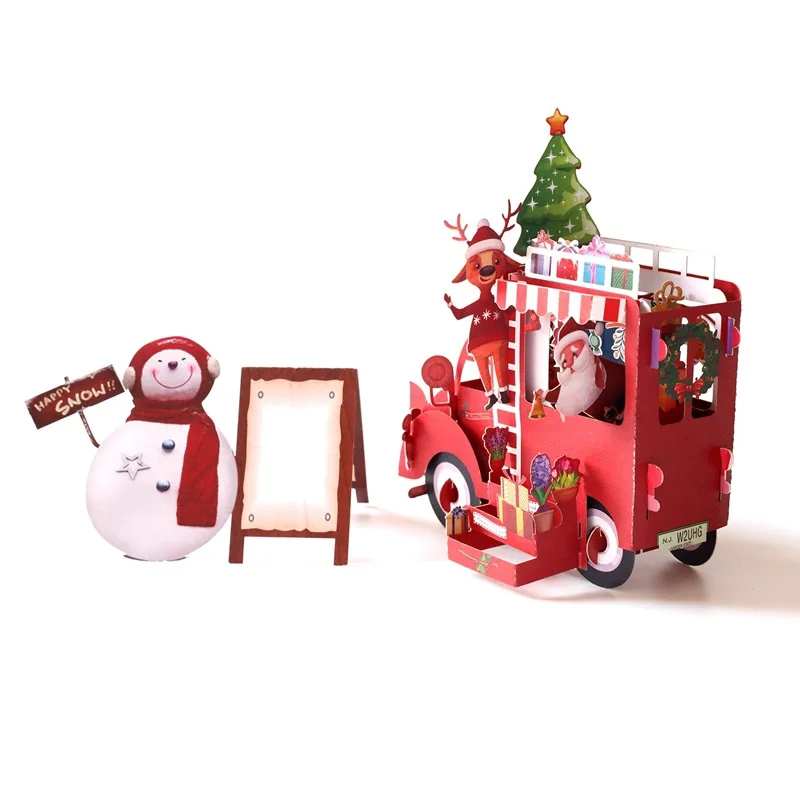 

3D Christmas Handmade Greeting Card Invitation Handmade Greeting Card Snowman PaperCar Handmade greeting card Wedding Invitation