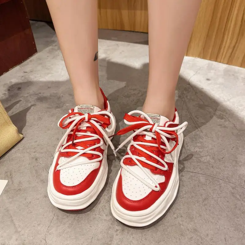 

New Student Summer And Autumn White Thick-soled Sports Shoes Women's Breathable Student Casual Korean Retro Running Shoes