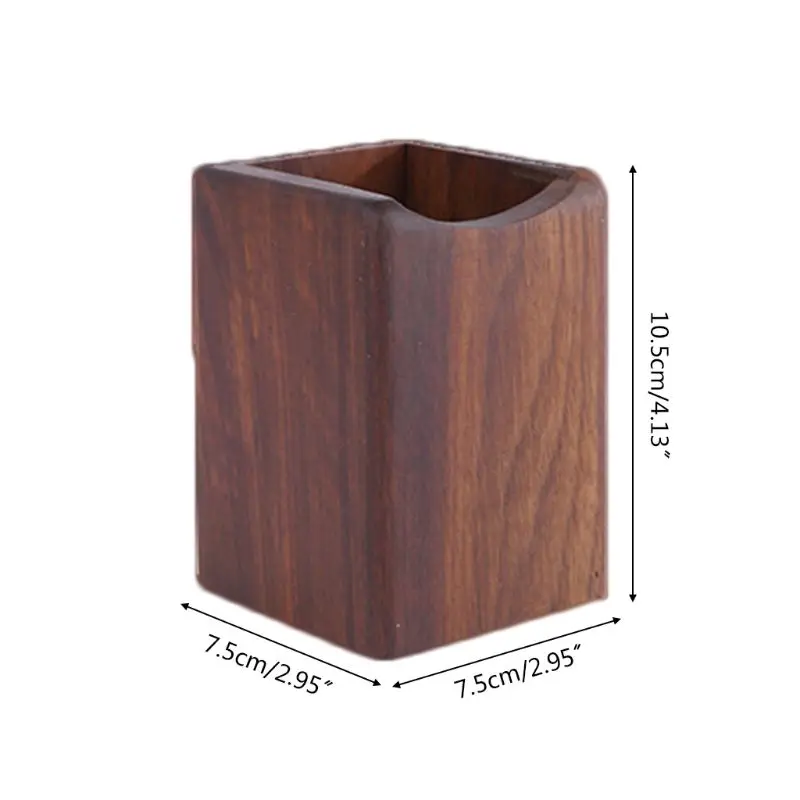 

OOTDTY Natural Wooden Pen Pencil Holder Multiple-use Desk Organizer Storage Box Desktop Office Supplies Container