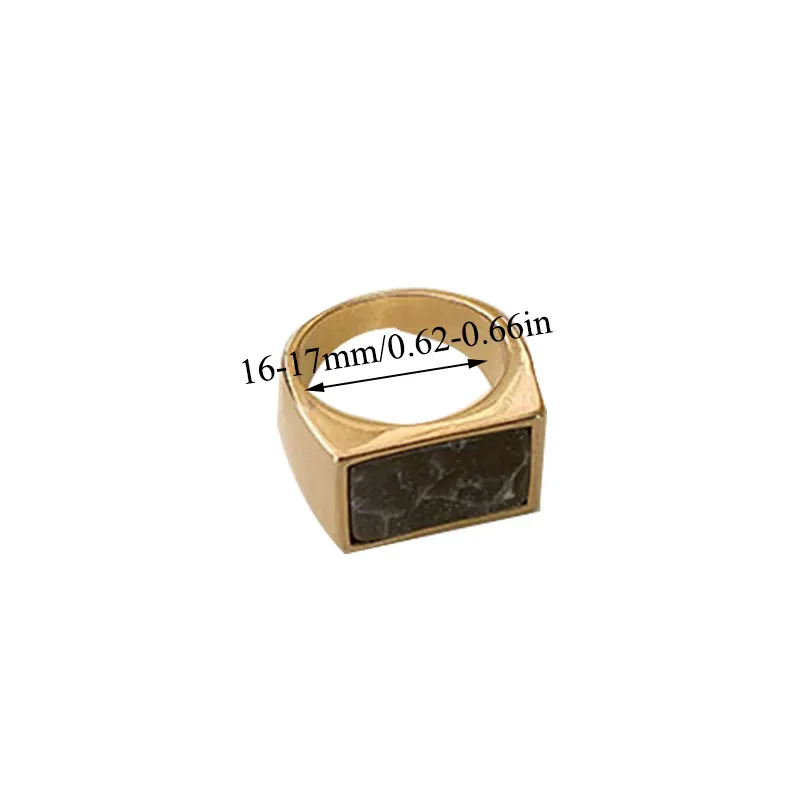 

HUANZHI 2020 New Personality Vintage Trendy Marble Shell Simple Geometric Square Metal Ring For Women Girls Party Jewelry Gifts
