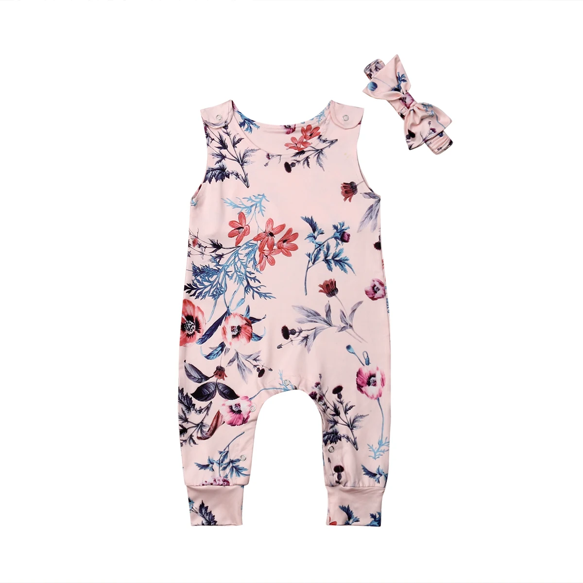 

Infant Baby Girls Floral Rompers Princesses Fairies Jumpsuit Outfits Clothes Headband Sleeveless Set