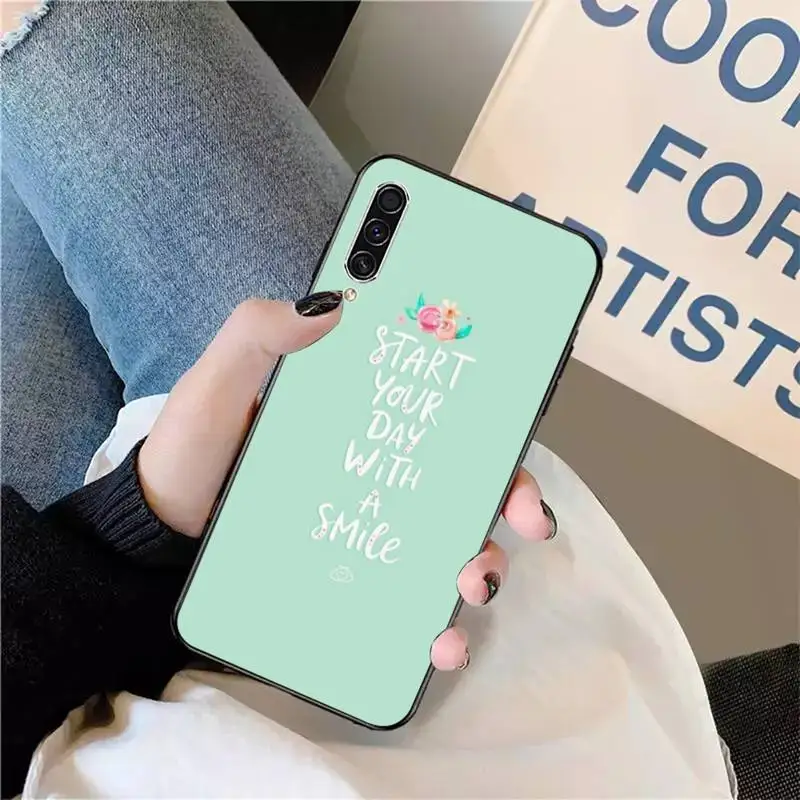 

Green flower quote painting Phone Case For Samsung galaxy S 9 10 20 A 10 21 30 31 40 50 51 71 s note 20 j 4 2018 plus