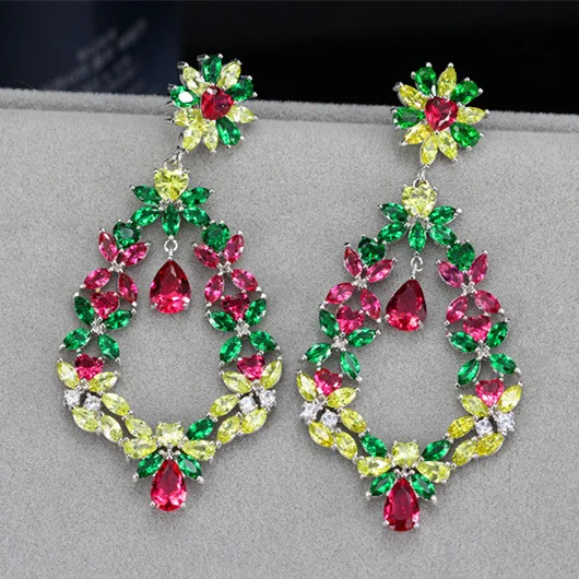

Fashion Luxury Water Drop Crown Earrings Anti Allergy Wedding Dress Studio Earrings for women jewelry
