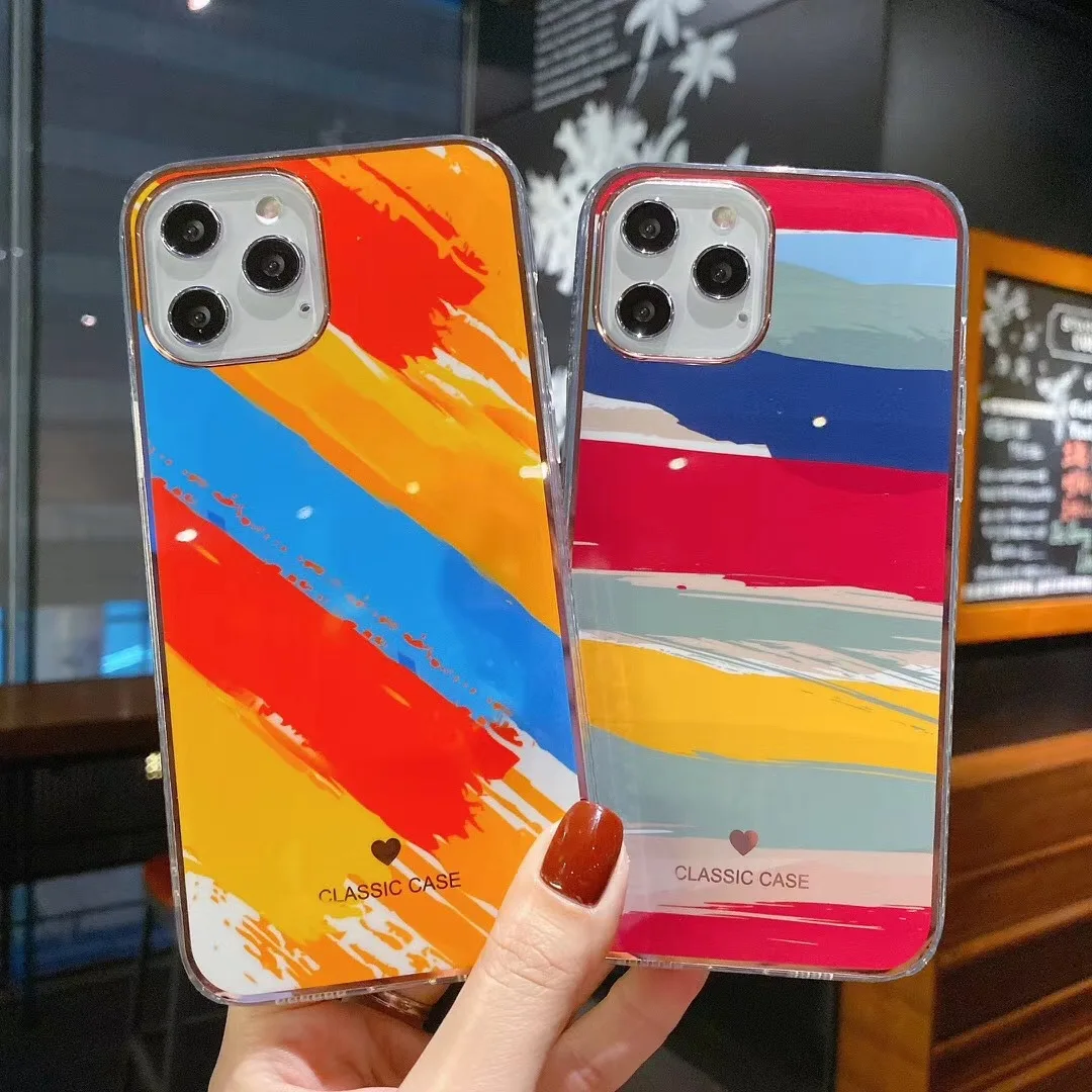 Чехол с рисунком маслом для iPhone 13 Pro Max 12 11 X XR XS 8 Plus блестящий Радужный чехол из