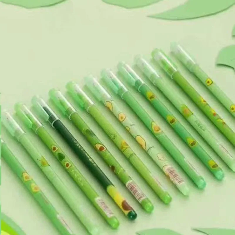 Ручка гелевая 0 5 мм с авокадо нейтральный кавайный черные голубые чернила