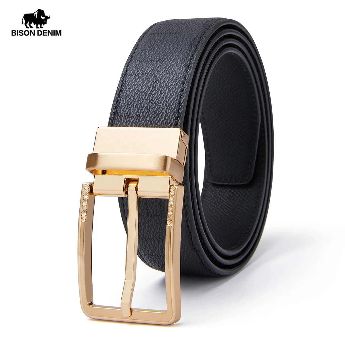 BISON DENIM Men Casual High Quality Belt Man Genuine Leather Belt Male Strap Luxury Trouser Jeans Dress Belt For Men