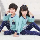 Пижама для мальчиков и девочек, зимняя хлопковая, с длинным рукавом, на возраст 4, 6, 8, 10, 12 лет, 2021