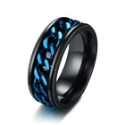 Модное кольцо-Спиннер 8 мм для мужчин, из нержавеющей стали, с кубинской цепочкой, обручальное кольцо, мужское бижутерия, аксессуары Size6-13, оптовая продажа