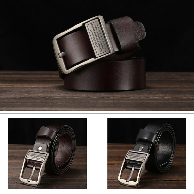 Ke Meiqi Men's Cowhide Luxury Brand Belt High Quality Alloy Pin Buckle Men's Business Retro Youth with Jeans Belt Cowskin Belt