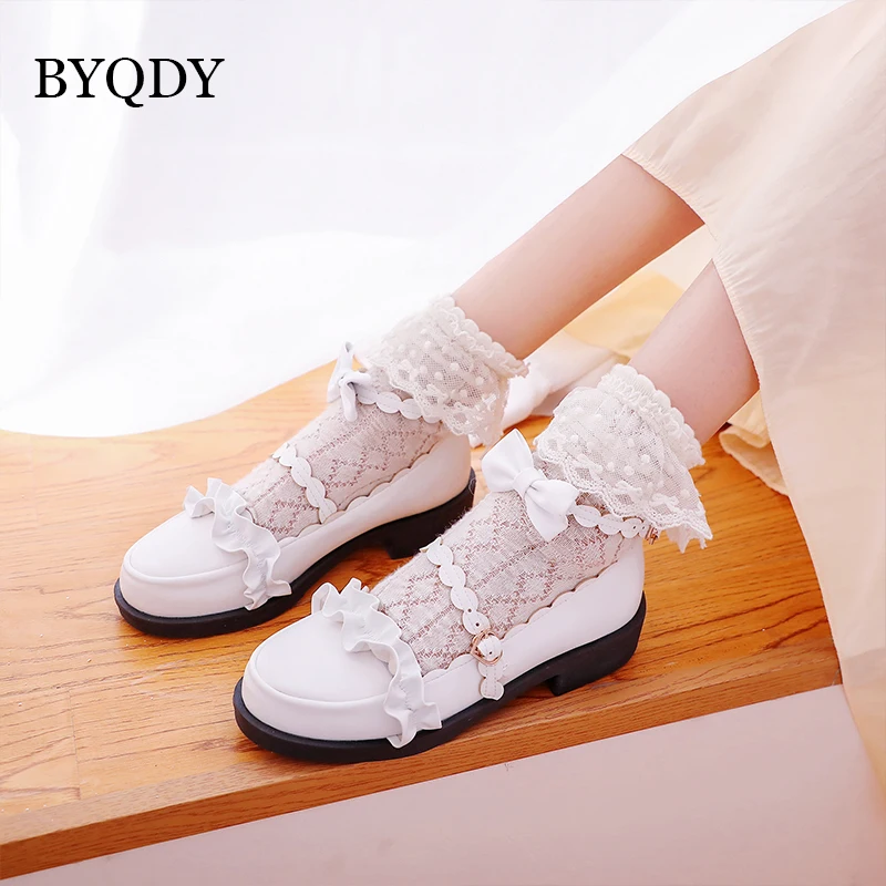 BYQDY Туфли с ремешком и пряжкой на низком каблуке туфли лодочки в стиле Мэри Джейн