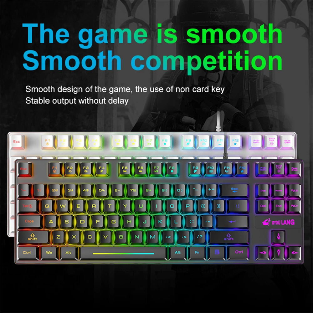 fashion seven color backlit keyboard k16 87 keys 12 multimedia keys for pc laptop gaming free global shipping