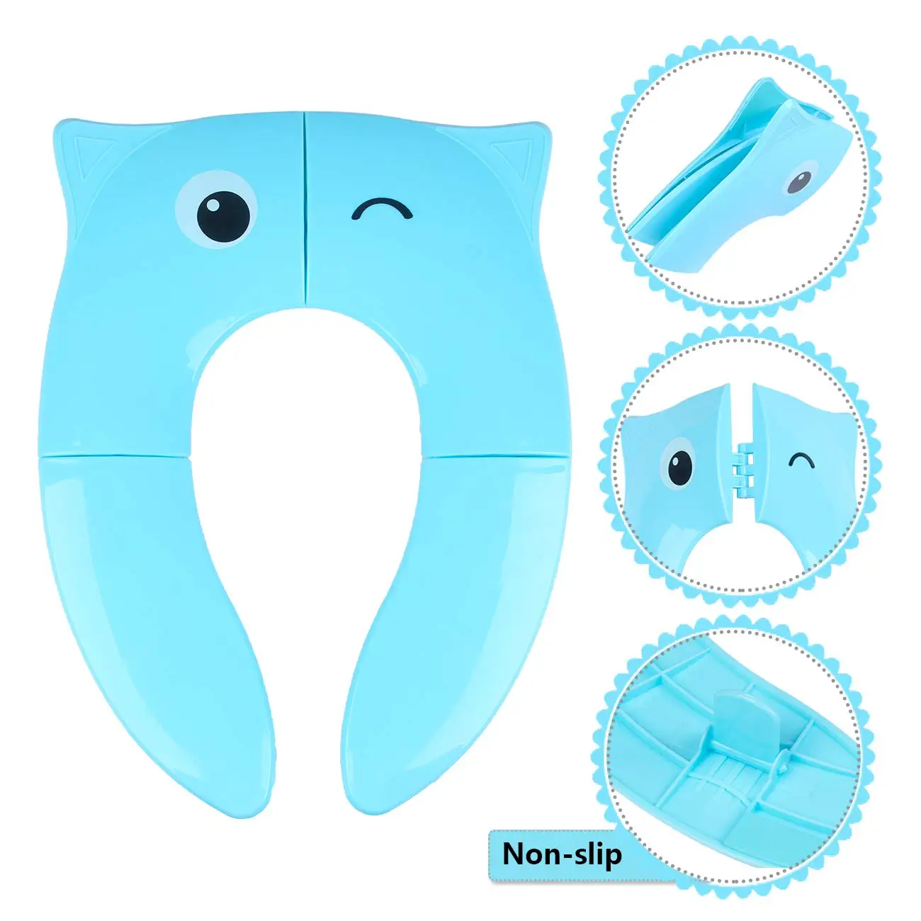 Travel Portable Folding Potty Training Toilet Seat Cover, Non Slip Silicone Pads, Suitable for Kids Baby Boys and Girls