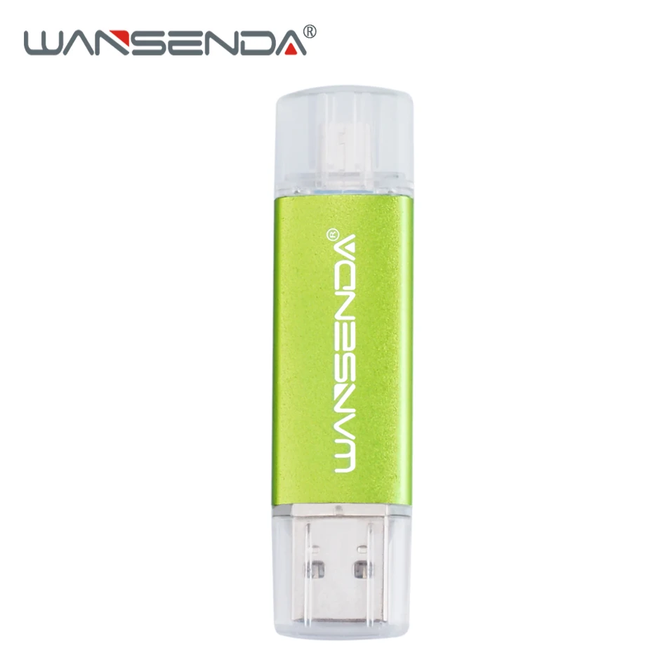 Зеленый WANSENDA OTG USB флеш-накопитель 2 в 1 USB3.0& Micro USB флеш-накопитель 128 ГБ 256 ГБ флеш-накопитель 16 ГБ 32 ГБ 64 Гб двойная USB карта памяти - Цвет: Зеленый