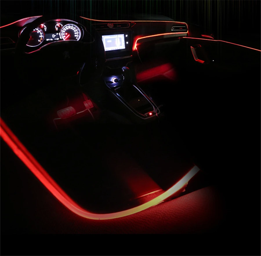 10 м RGB волоконно-оптические атмосферные лампы 8 лампа источник салона автомобиля окружающий светильник декоративная приборная панель дверь управление приложением