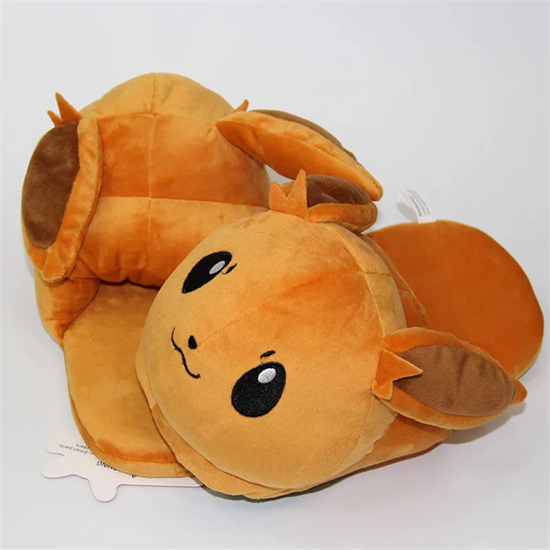 Eevee Новинка года; Милая домашняя теплая зимняя плюшевая обувь для взрослых с изображением Пикачу, иэви, утки; милый мультяшный демон для детей; Рождественский подарок для девочек - Цвет: Eevee