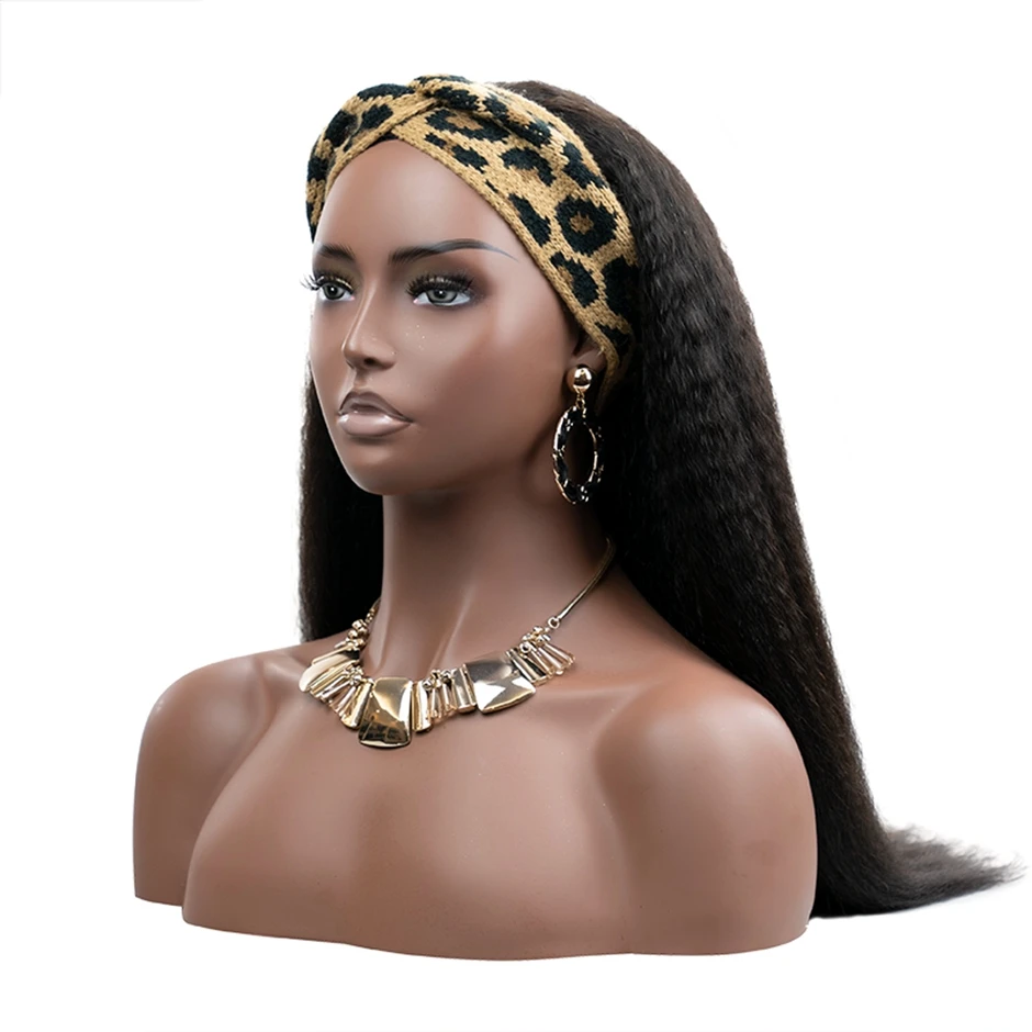 

Kinky Straight Headband Wig Human Hair Glueless Machine Made Wigs for Black Women 150% 180% Density Yaki Remy Hair Brazilian