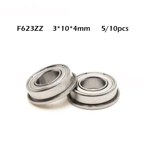 5/10pcs /lot F623 ZZ Flange Bushing Ball Bearings accessories parts F623ZZ 3*10*4 mm pulley LF1030ZZ bearing guide wheel