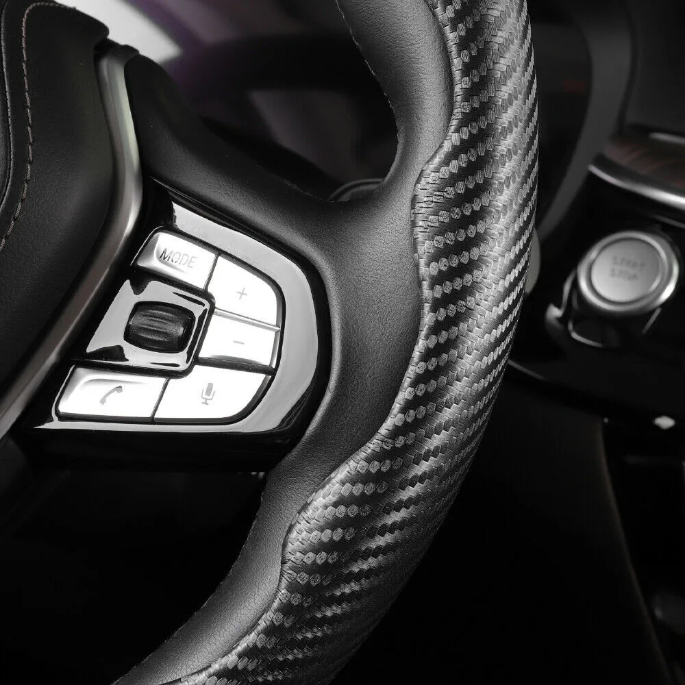 a pair carbon fiber look universal car steering wheel booster cover non slip accessory automobiles parts steering covers free global shipping