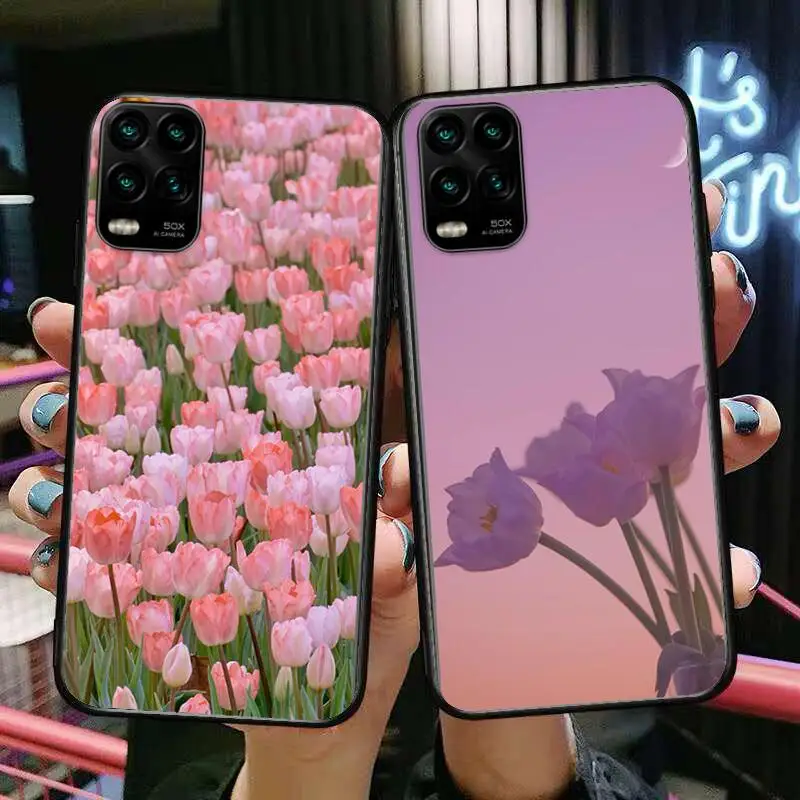 

Beautiful flowers tulips cartoon Phone Case For XiaoMi Redmi Note 11 10 9S 8 7 6 5 A Pro T Y1 Anime Black Cover Silicone Back Pr